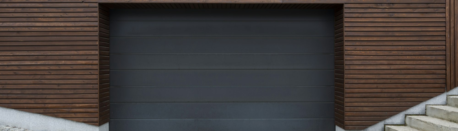 Black and wooden garage